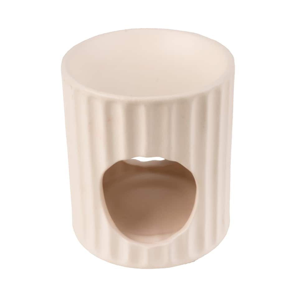 Candlelight Cream Ribbed Ceramic Wax Melt Burner