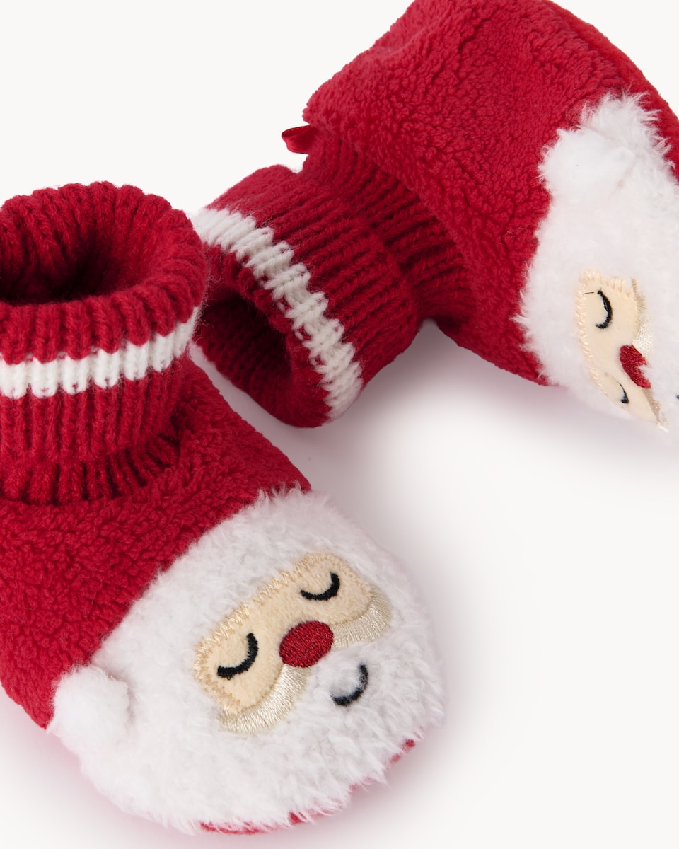 image 1 of Christmas Baby Santa Booties in Red