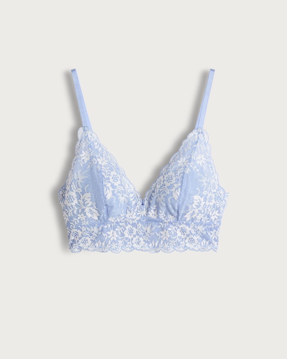 image 1 of F&F Contrast Lace Bralette in Blue