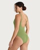 image 3 of F&F Crinkle Textured Square Neck Swimsuit in Green