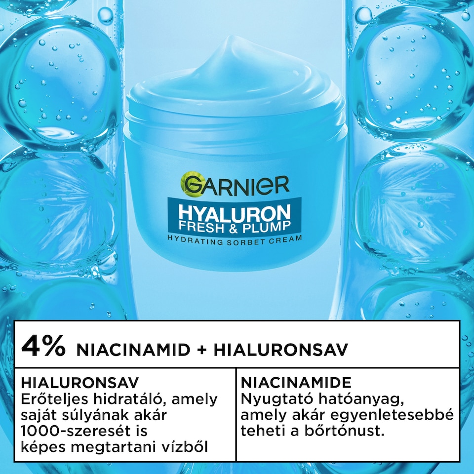 image 1 of Garnier Hyaluron Fresh & Plump Hydrating Sorbet Cream 85 ml