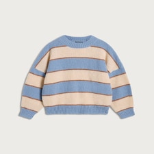 The F&F Edit Knitted Fluffy Stripe Print Jumper in Multi Blue