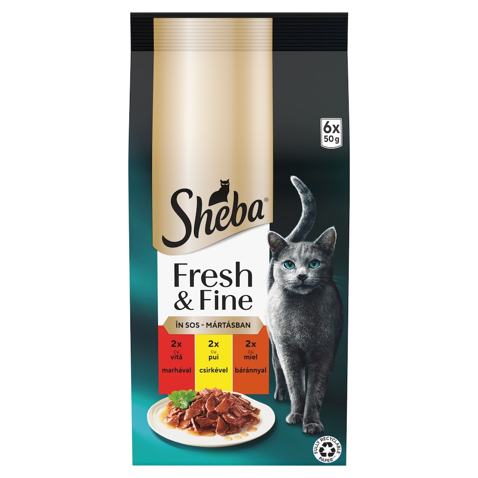 Sheba Fresh & Fine Complete Wet Cat Food for Adult Cats in Gravy 6 × 50 g (300 g)