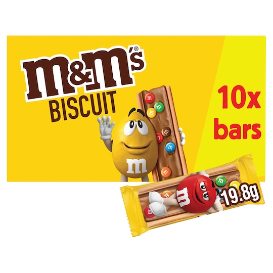 M&M's Chocolate Biscuit Bar 10Pack Multipack 198G Tesco Groceries