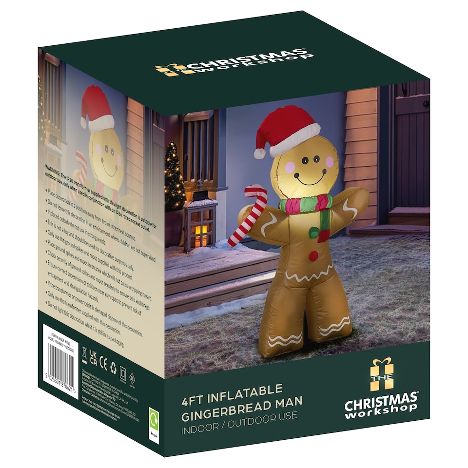 image 1 of Christmas Workshop 4ft Inflatable Gingerbread