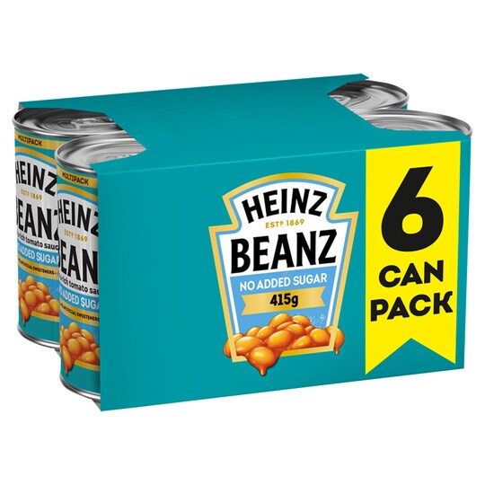 Heinz Baked Beans No Added Sugar 6 Pack 6 X 415G Tesco Groceries