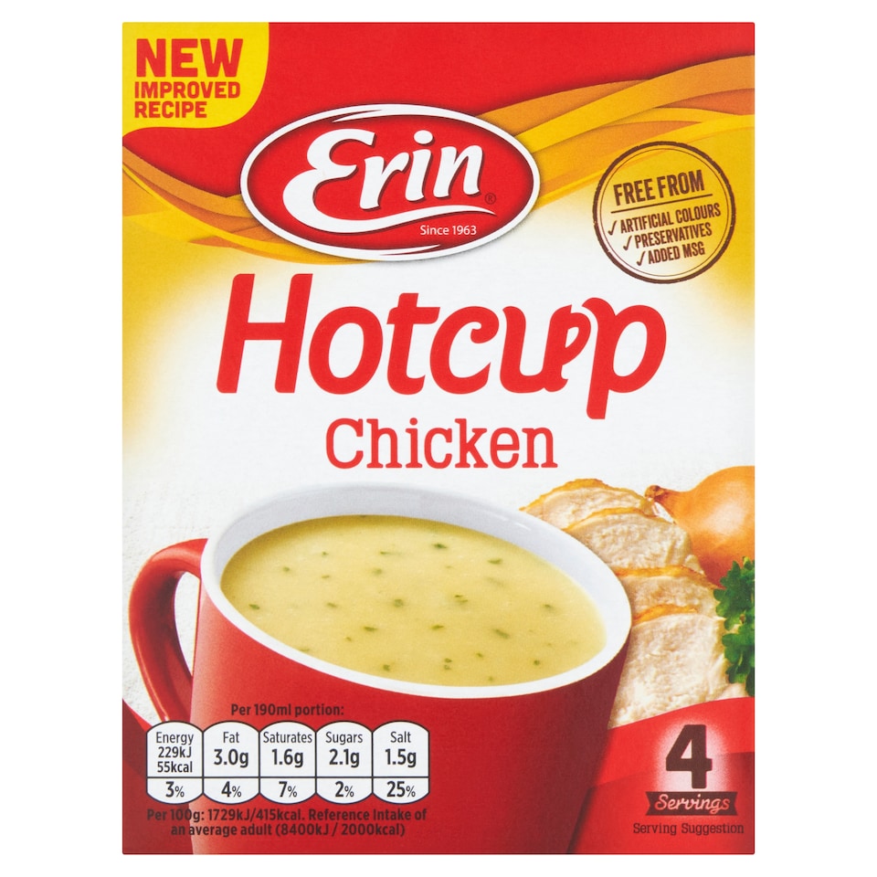 Erin Hot Cup Chicken Soup 4 Pack X 53G