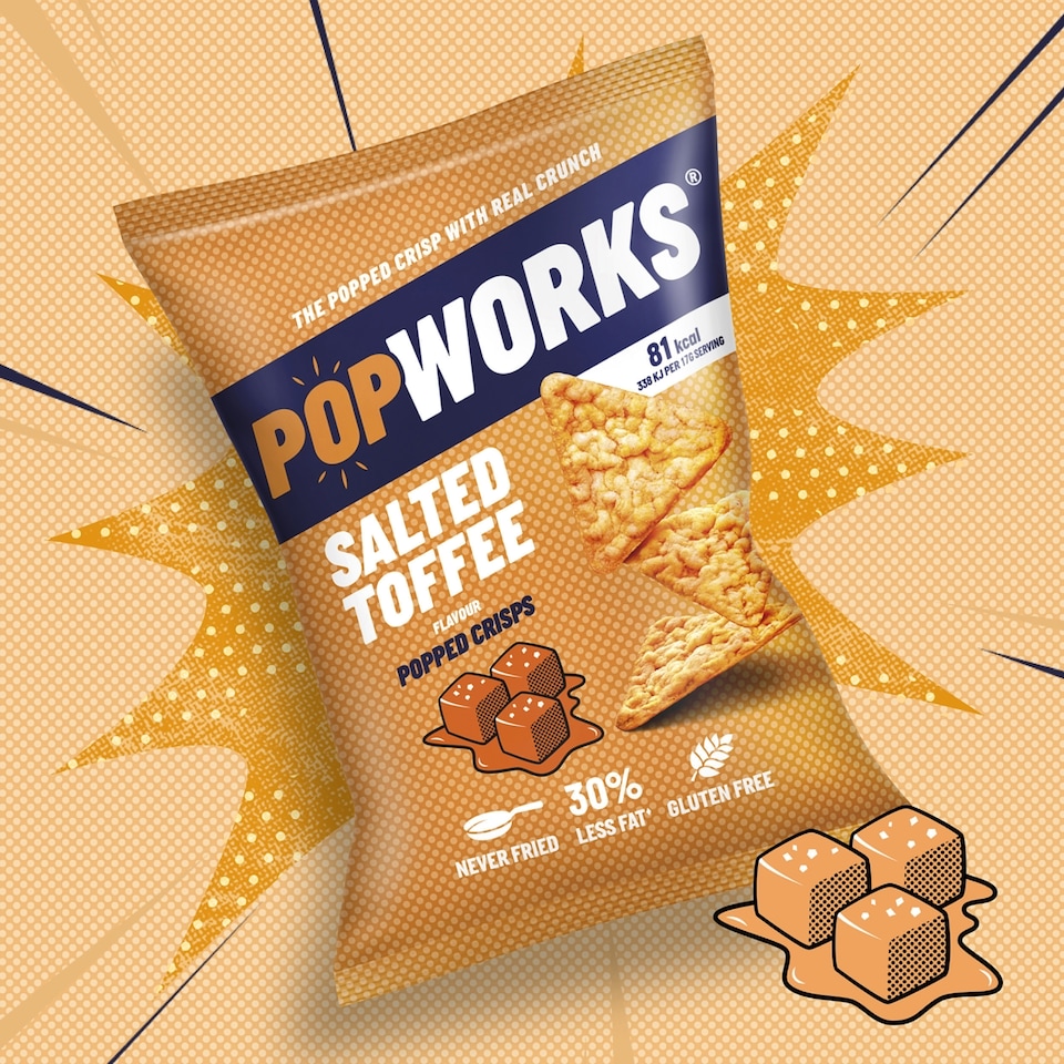 image 1 of Popworks Salted Toffee Popped Crisps Sharing Bag 85g