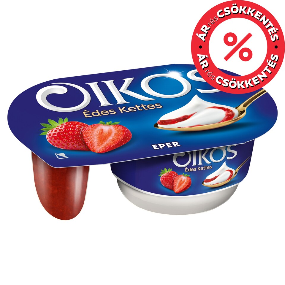 Danone Oikos Édes Kettes élőflórás édesített joghurt eperszósszal 118 g