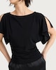 image 1 of F&F Draped Flutter Sleeve Top in Black