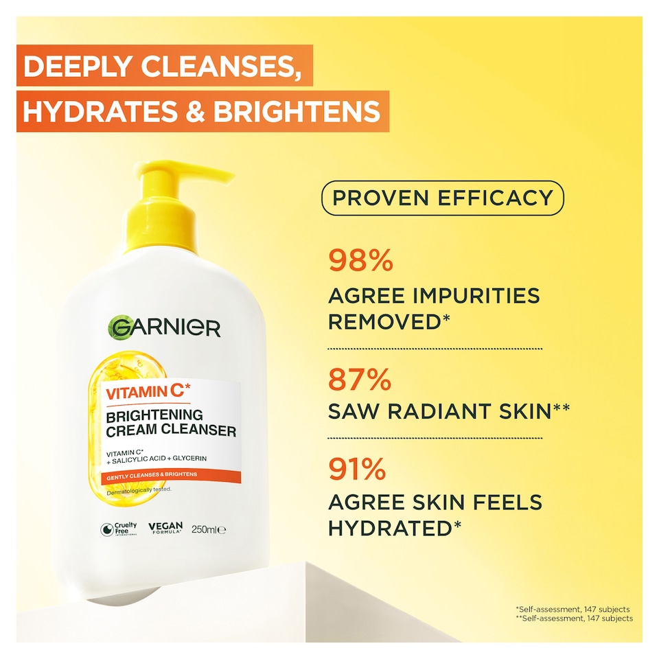 image 1 of Garnier Skinactive Brightening Vitamin C Cream Cleanser 250ml