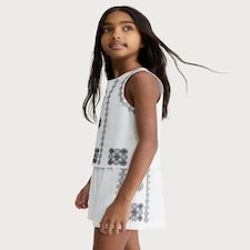 F&F Girls 2-Piece Pure Cotton Embroidered Set in White