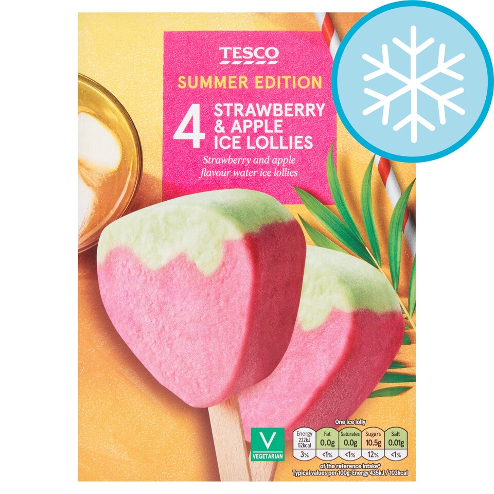 Tesco Strawberry and Apple Ice Lollies 4x60ml Tesco Groceries