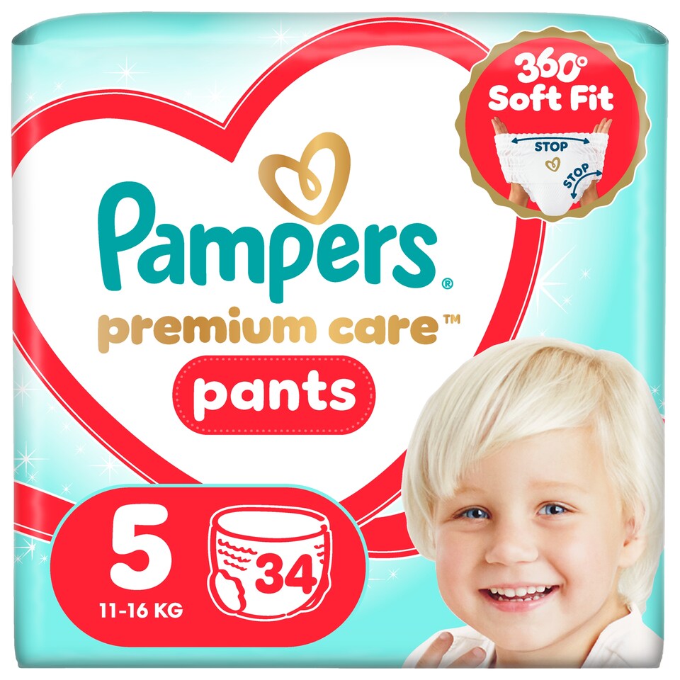 obrázok 1 z Pampers Premium Care Plienkové Nohavičky Veľkosť 5, 34 Plienok, 11kg-17kg