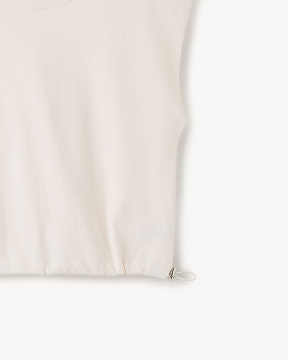 image 1 of F&F Pure Cotton Adjustable Hem Top in Cream