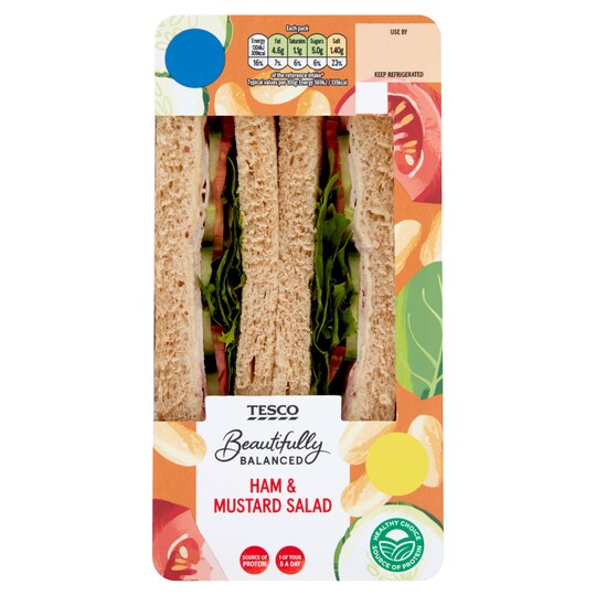 Tesco Beautifully Balanced Ham & Mustard Salad Sandwich Tesco Groceries