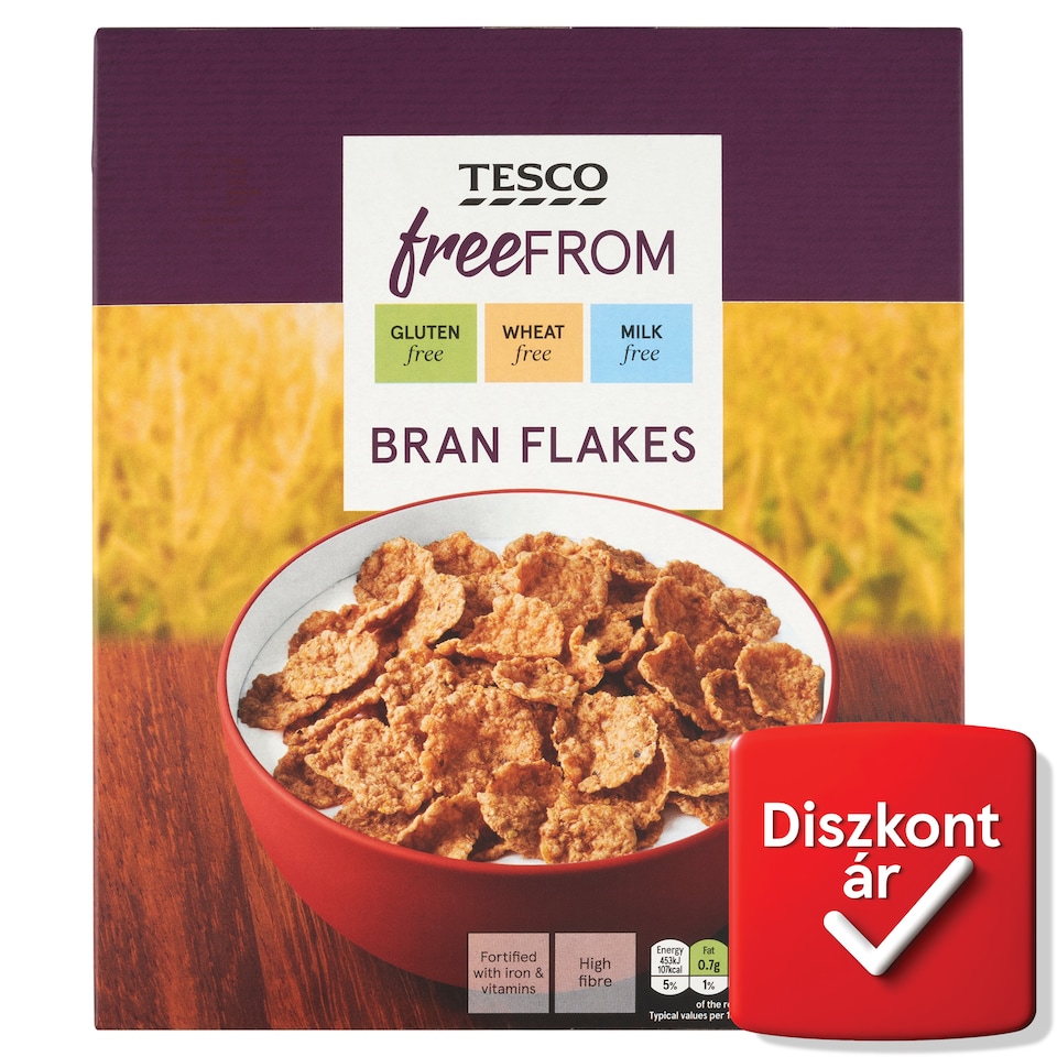 Tesco Free From rizsből és kukoricakorpából készült pehely hozzáadott vitaminokkal és vassal 300 g