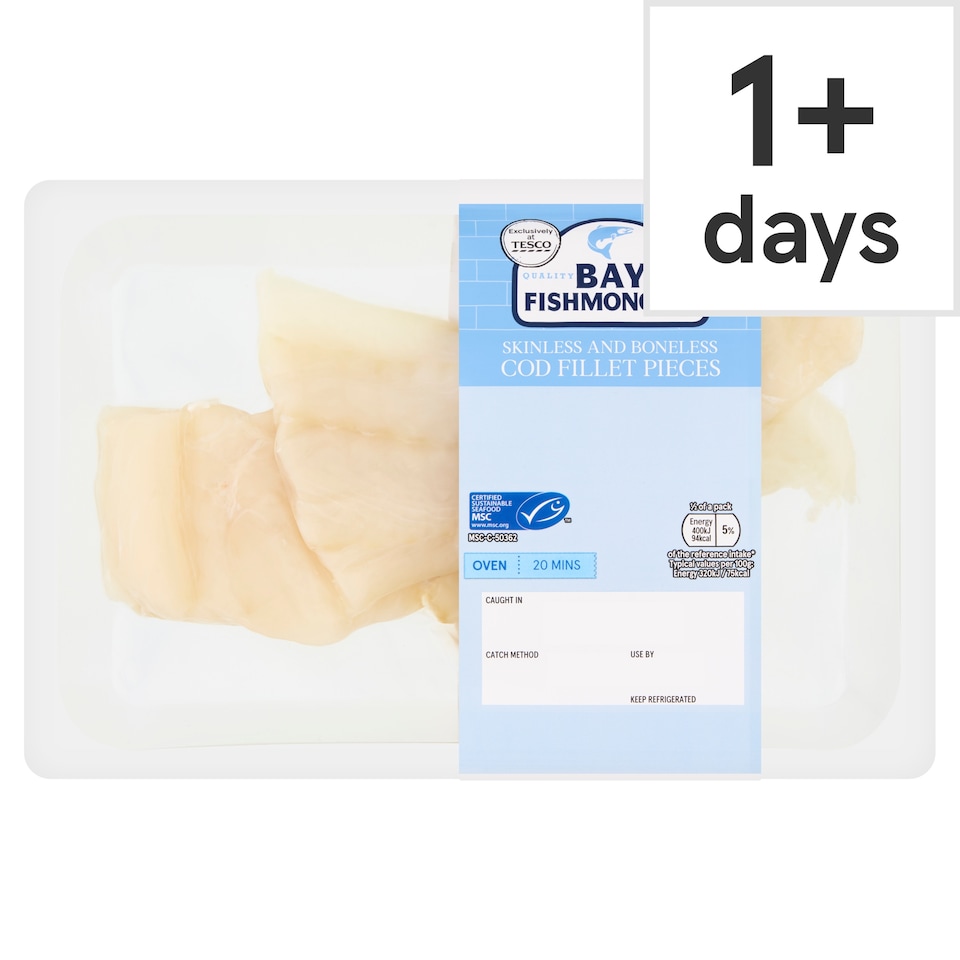 Tesco Skinless and Boneless Cod Fillet Pieces 250g