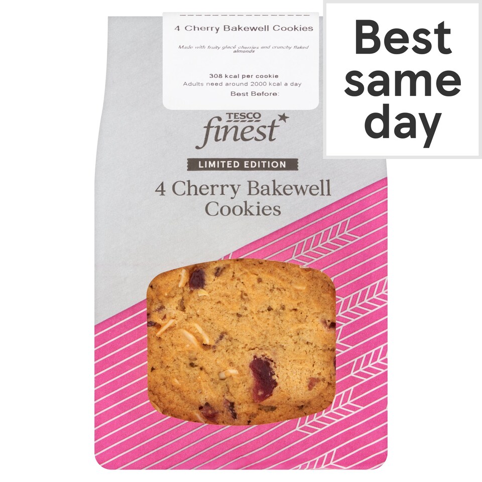 Tesco Finest Cherry Bakewell Cookies 4 Pack Tesco Groceries