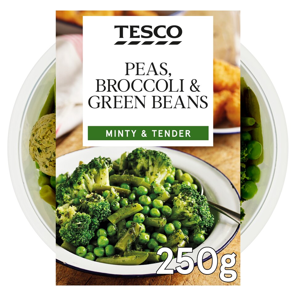 Tesco Peas Broccoli & Green Beans 250G