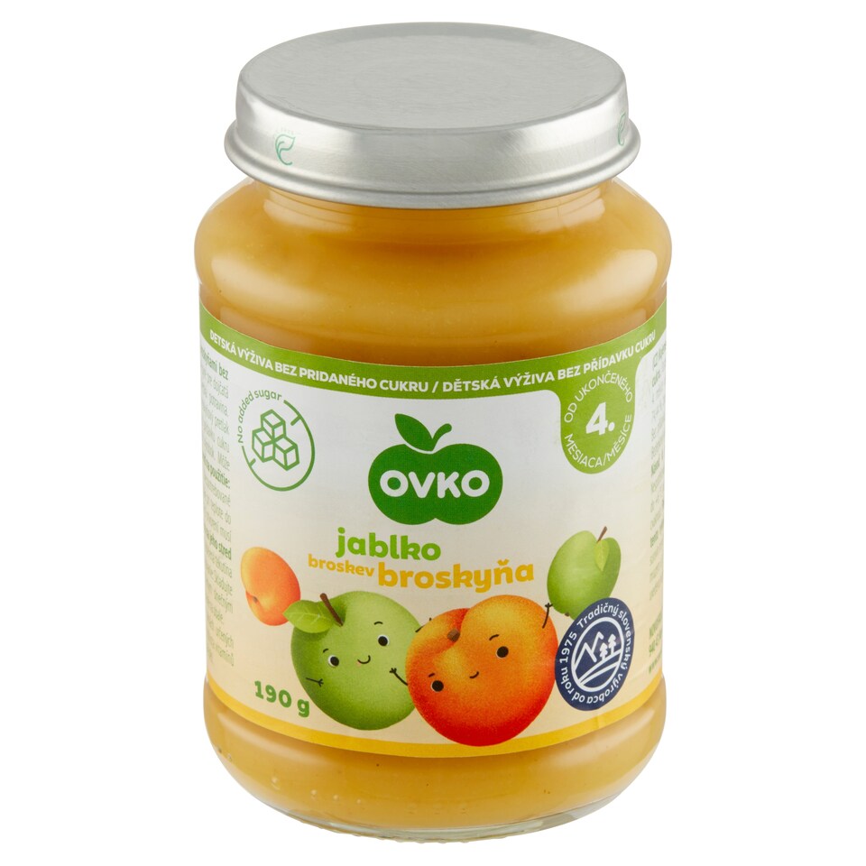 obrázok 1 z OVKO Dojčenská výživa jablko broskyňa bez pridaného cukru 190 g