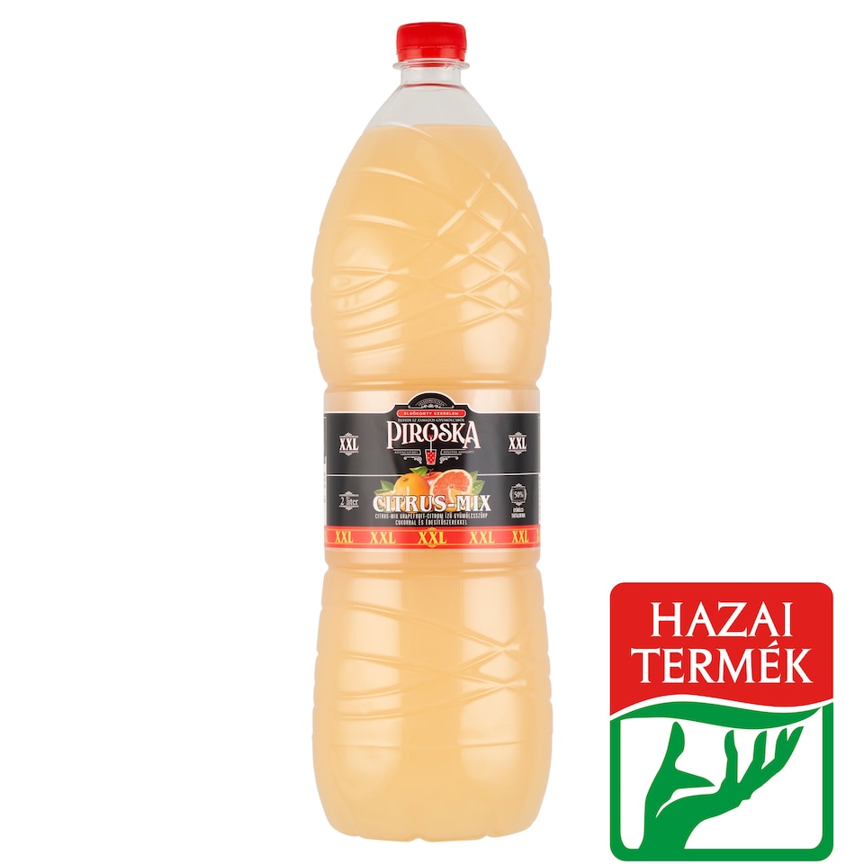 Piroska XXL citrus-mix grapefruit-citrom ízű gyümölcsszörp cukorral és édesítőszerekkel 2 l