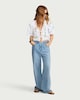 image 1 of F&F Pure Cotton Floral Embroidered Tie Front Cropped Blouse in Multi White