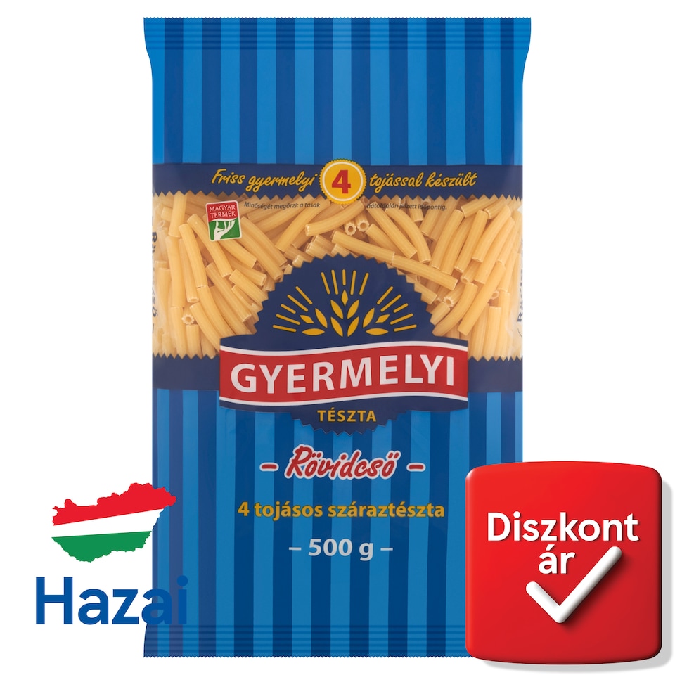 Gyermelyi rövidcső 4 tojásos száraztészta 500 g
