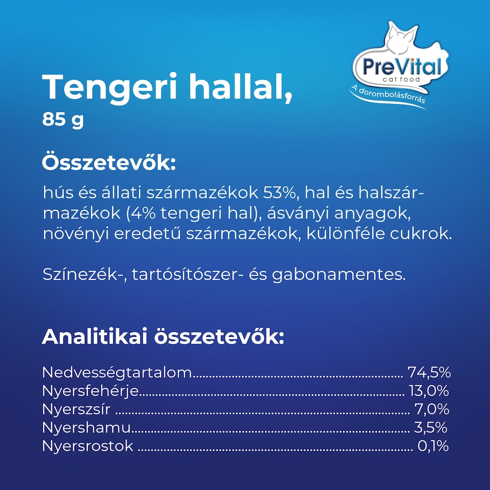 PreVital Mousse nedves macskaeledel, macskatáp kölyökmacskának óceáni hallal pástétom konzerv 85 g  1. kép