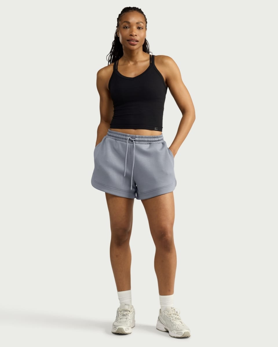 image 1 of F&F Active AFTERCLASS Drawstring Shorts in Grey