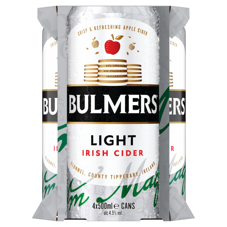 Bulmers Light Irish Cider 4 X 500Ml