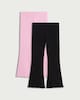 image 4 of F&F Girls 2-Pack Ribbed Flared Leggings in Multi Pink