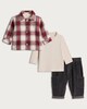 image 1 of F&F Baby 3-Piece Check Shacket, Top and Corduroy Trousers Set in Red