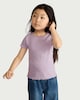 image 1 of F&F Girls Cotton Rich Heart Embroidered T-Shirt in Lilac
