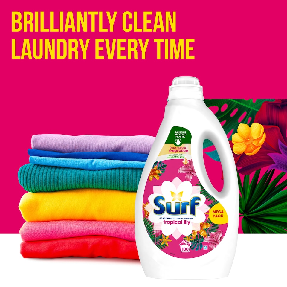 image 1 of Surf Tropical Lily Washing Liquid Detergent 100Washes 2700Ml