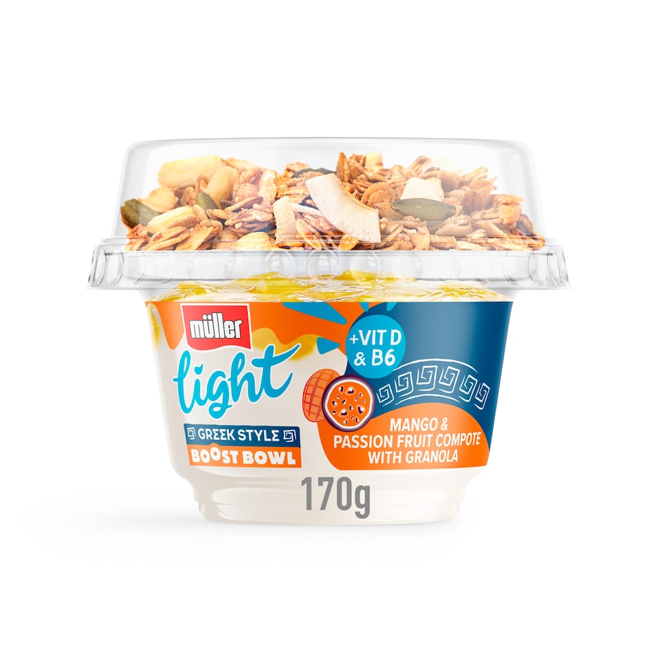image 1 of Muller Light Greek Boost Bowl Mango & Passionfruit Yogurt with Granola 170g