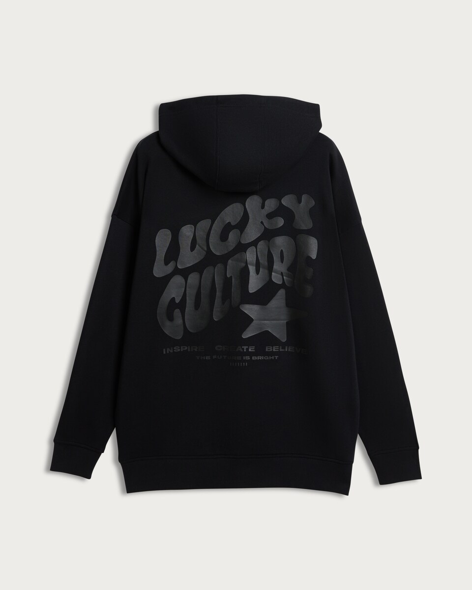 image 1 of OH ME OH MY Cotton Rich Lucky Culture Slogan Hoodie in Black