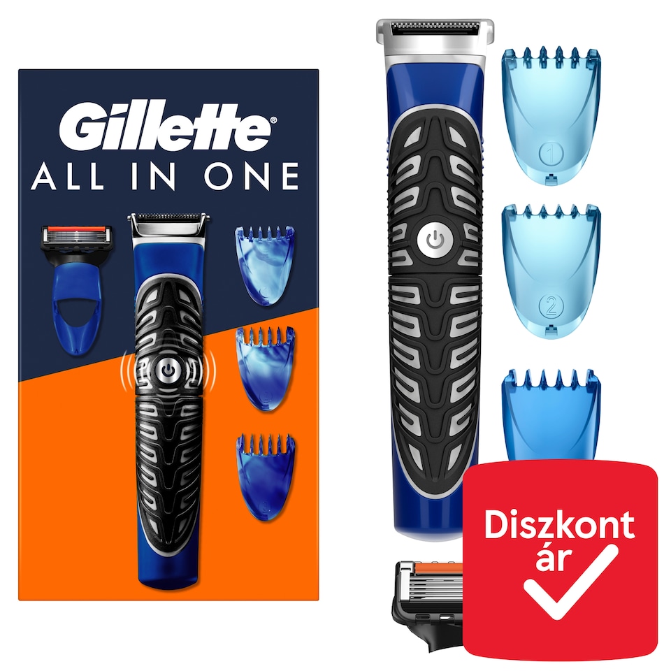 Gillette 4az1-ben Precíziós Testszőrzet- és Szakálltrimmelő, Borotva és Kontúrformázó  1. kép