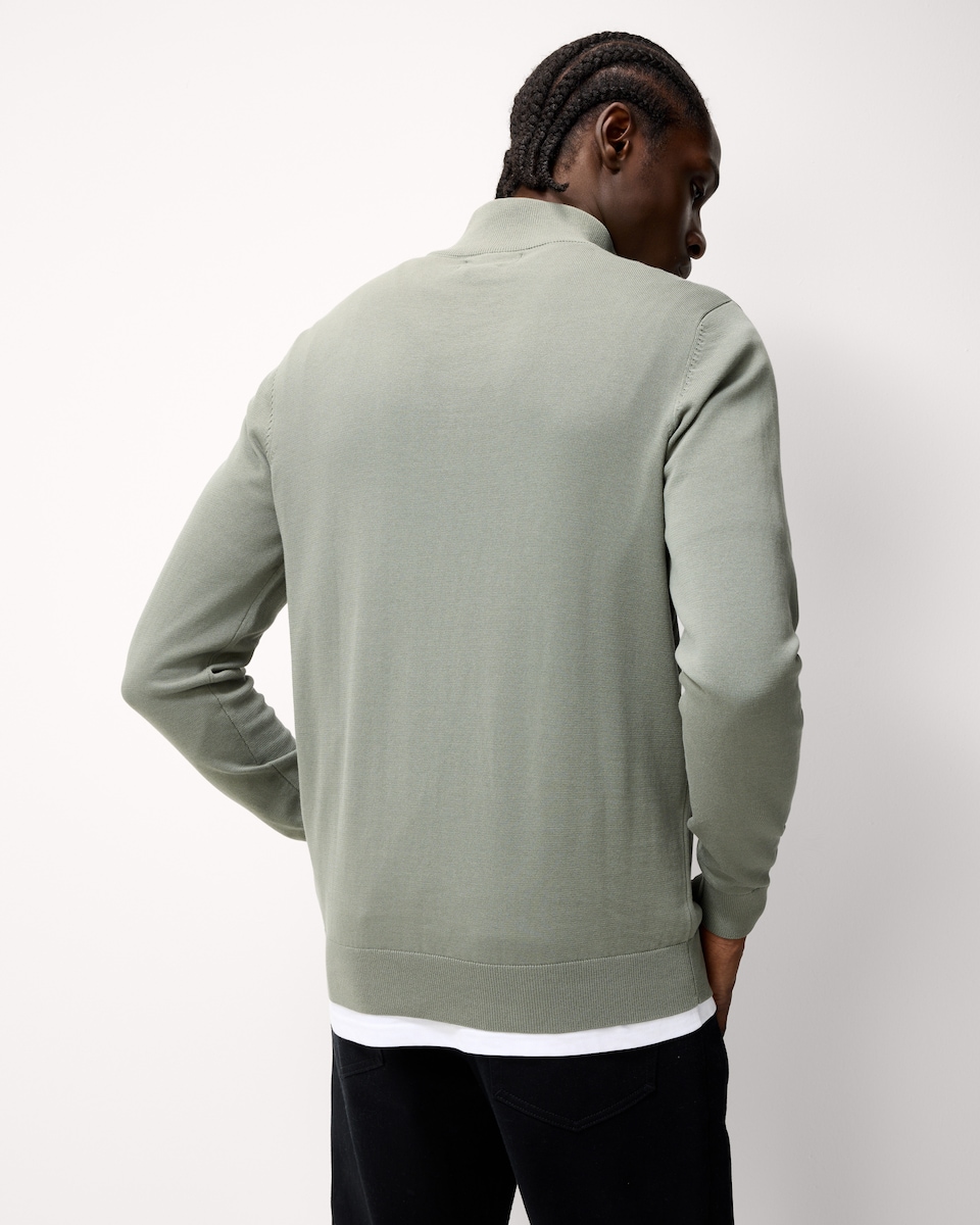 image 1 of F&F Pure Cotton Half Zip Jumper in Green