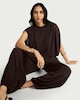 image 2 of F&F Textured Elasticated Cuff Balloon Co-ord Trousers in Chocolate