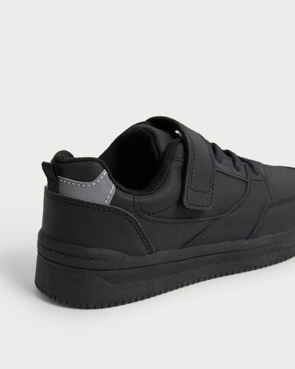 image 1 of F&F School Lace Up Strap Fastening Trainers in Black