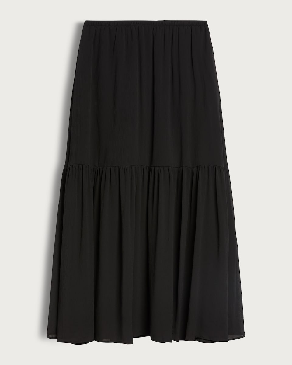 image 1 of F&F Tiered Midi Skirt in Black