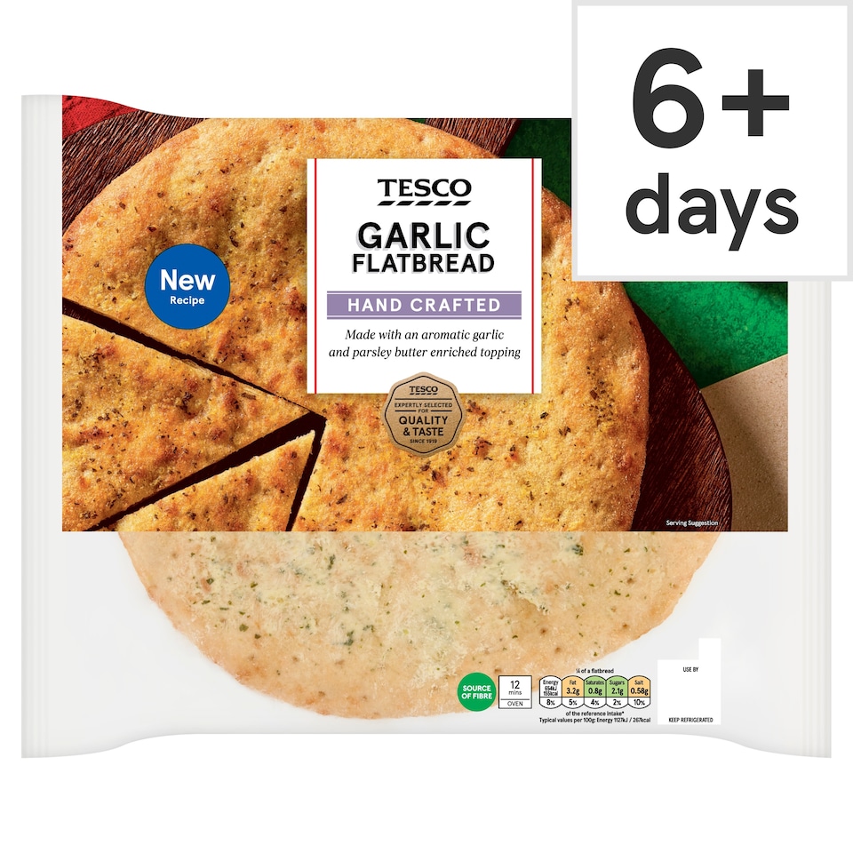 Tesco Garlic Flatbread 255G