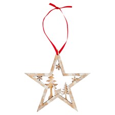 Tesco Wooden Star Scene Hanging Decorative