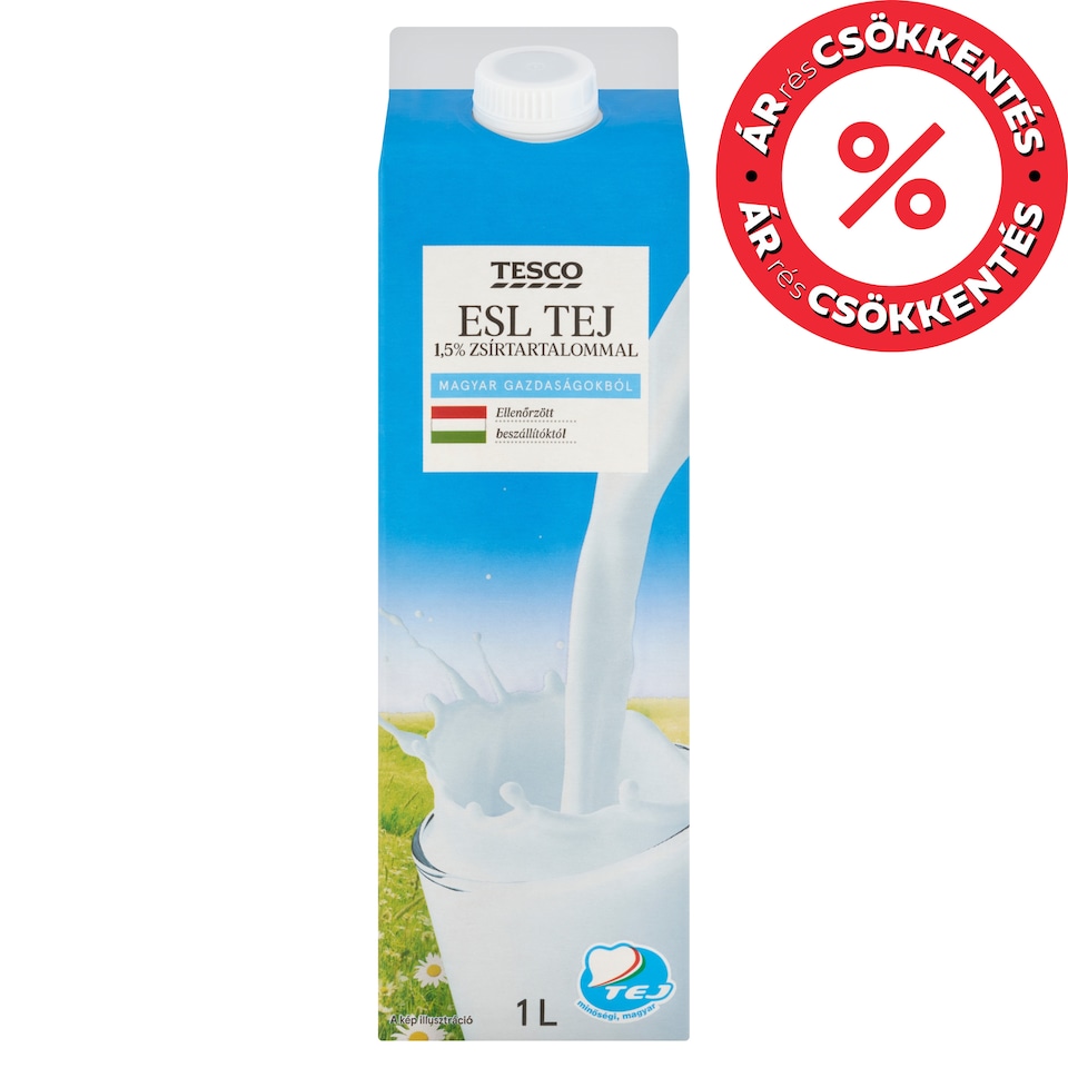 Tesco ESL Low-Fat Milk 1,5% 1 l