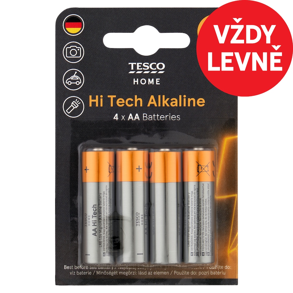 Tesco Home Alkaline Batteries AA 4 pcs