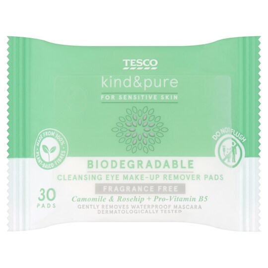 Tesco Kind & Pure Biodegradable Eye Make Up Remover Pads 30 Tesco