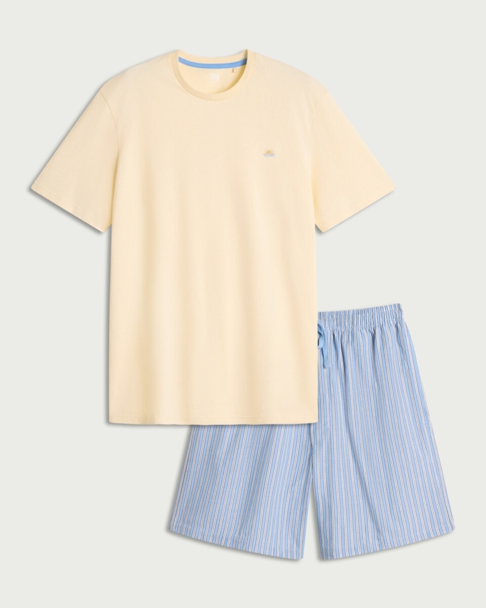 image 1 of F&F Pure Cotton Striped Short Pyjama Set in Multi