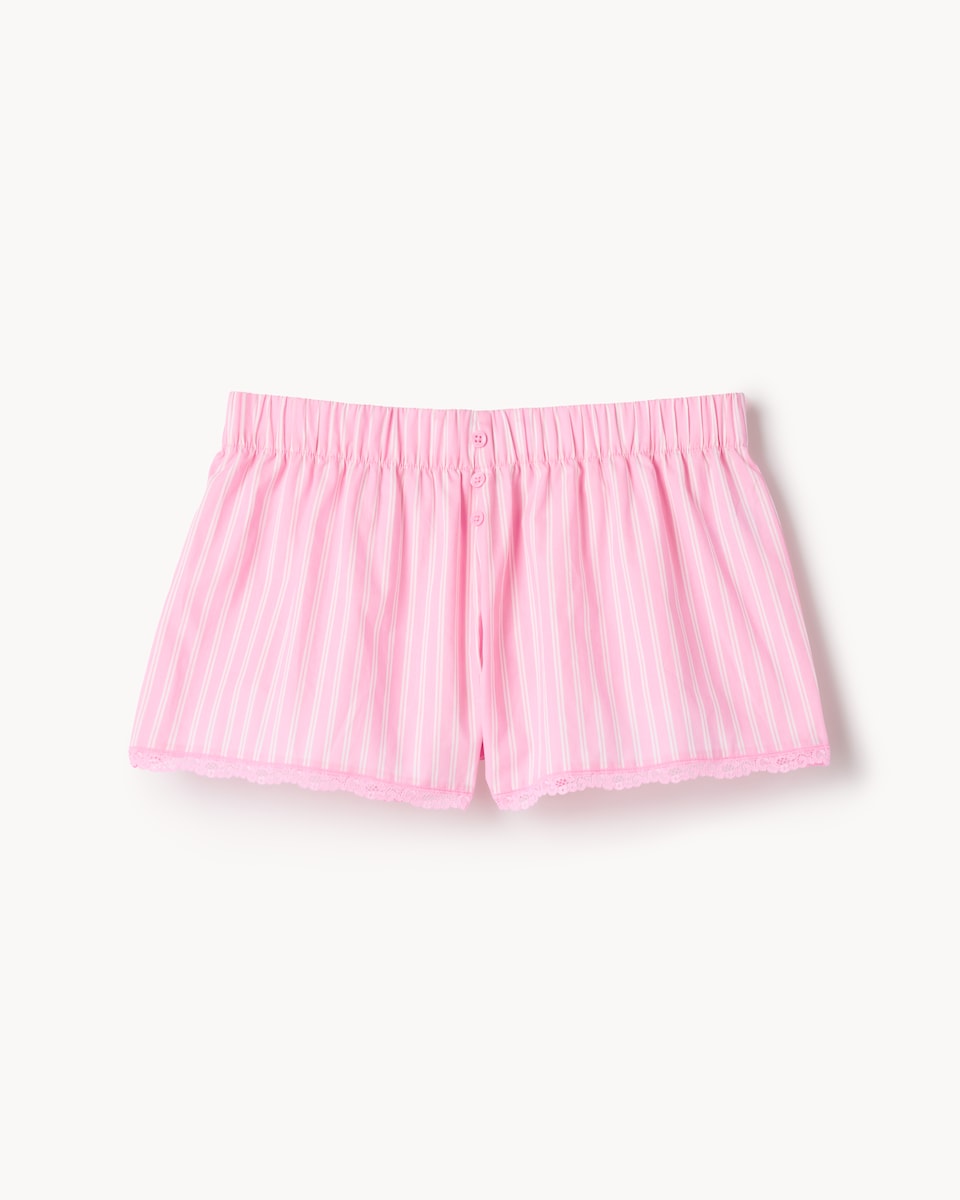 image 1 of OH ME OH MY Pure Cotton Lace Trim Shorts in Pink
