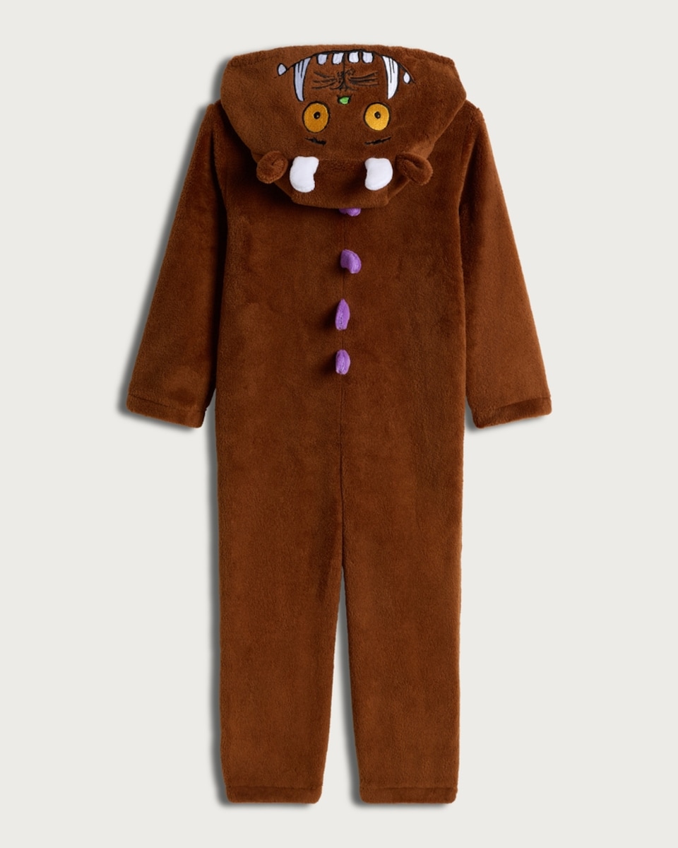 image 1 of Gruffalo Zip Up Hooded Onesie in Brown